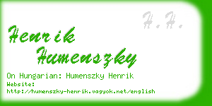 henrik humenszky business card